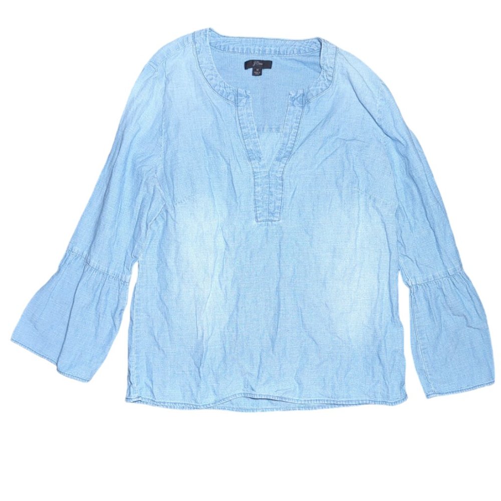 J. Crew Chambray Bell Sleeve Faded shirt Size M
